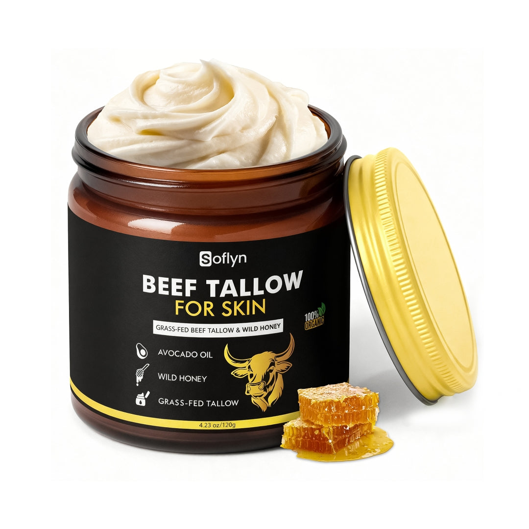 Beef Tallow for Skin - 100% Grass-Fed Beef Tallow and Honey Balm