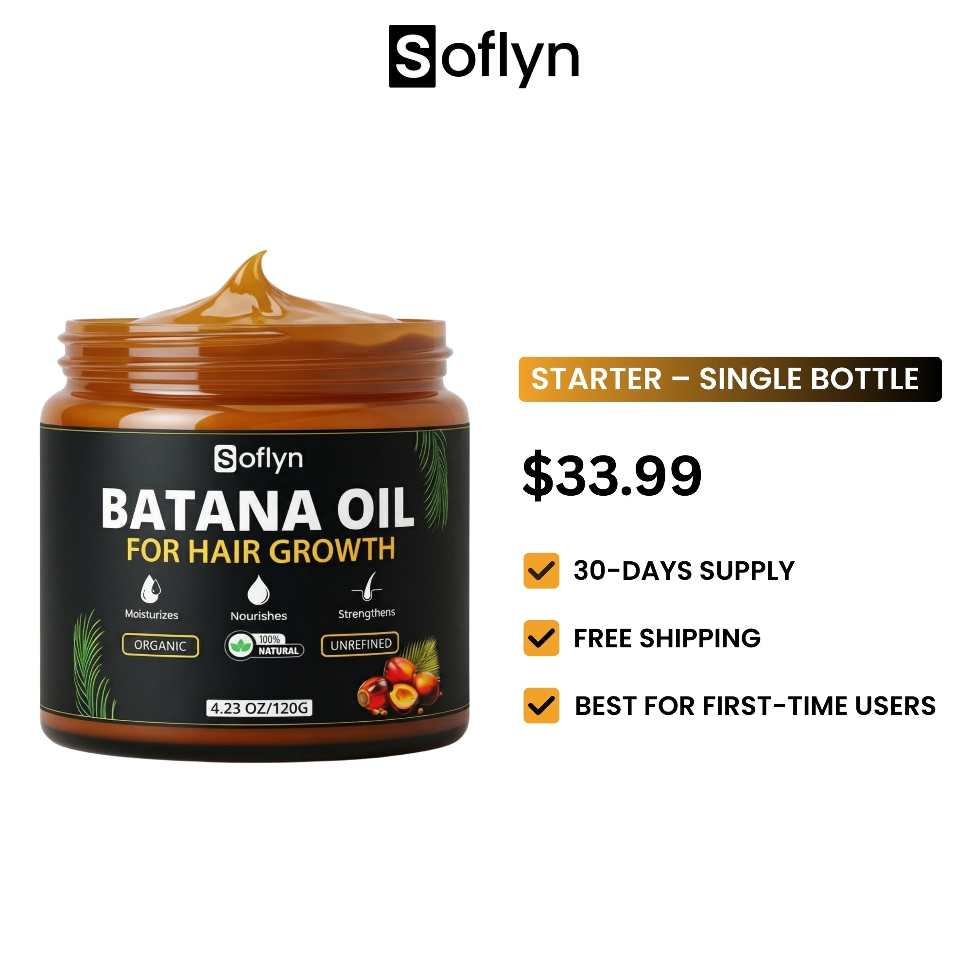 Batana Oil For Hair Growth – 100% Raw & Unrefined – Ideal for All Type of Hair